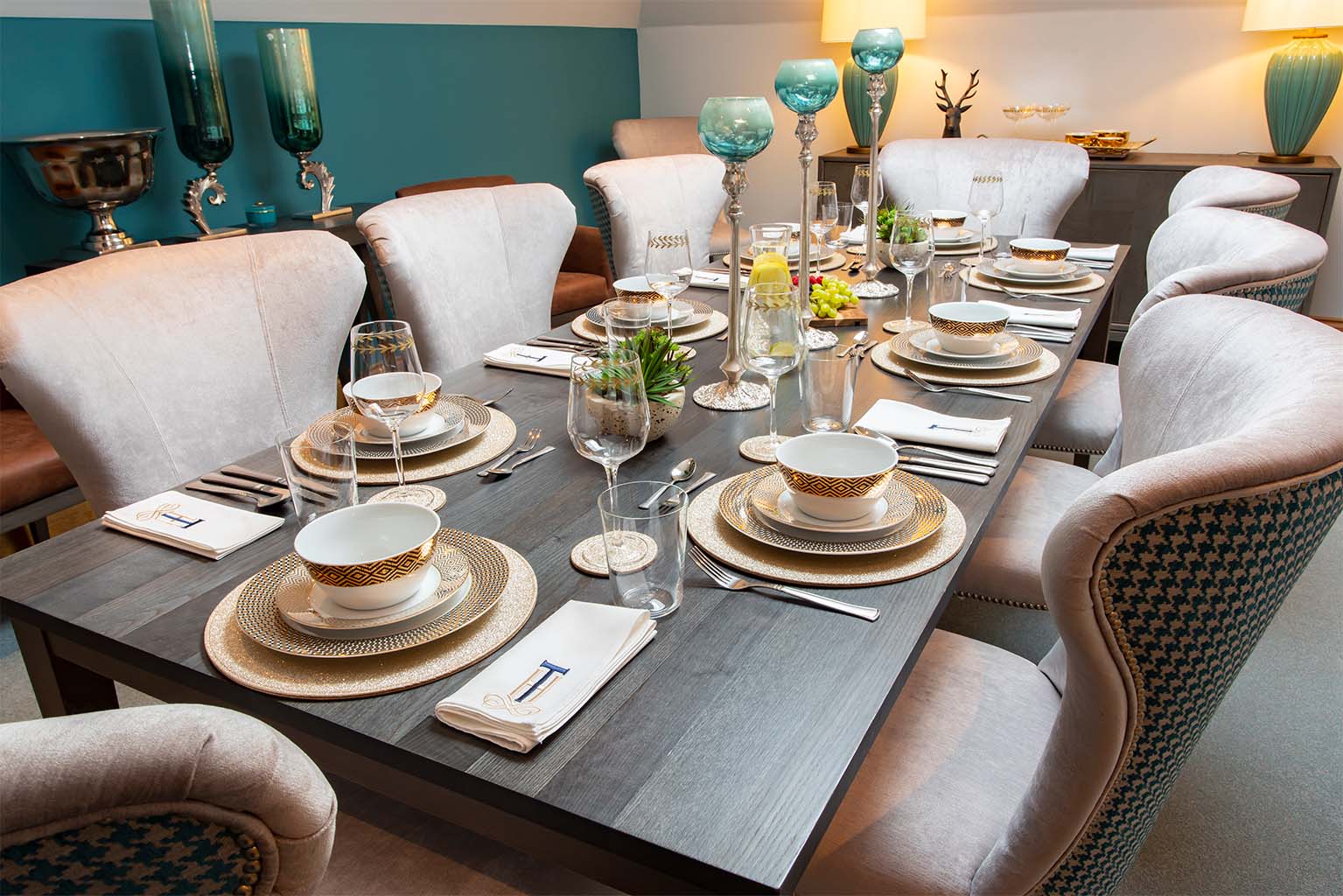 table laid out for dinner