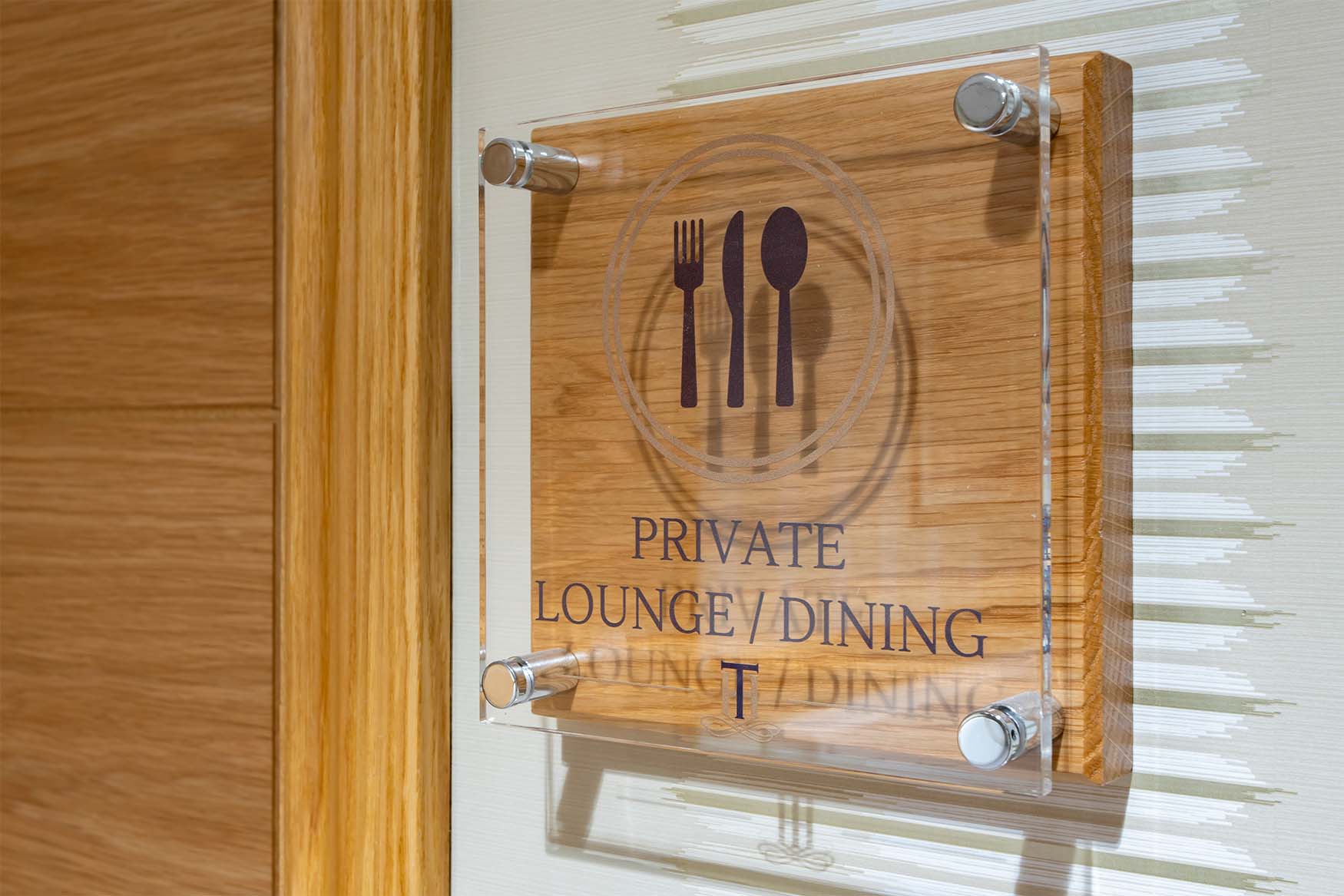 sign for private lounge/dining room