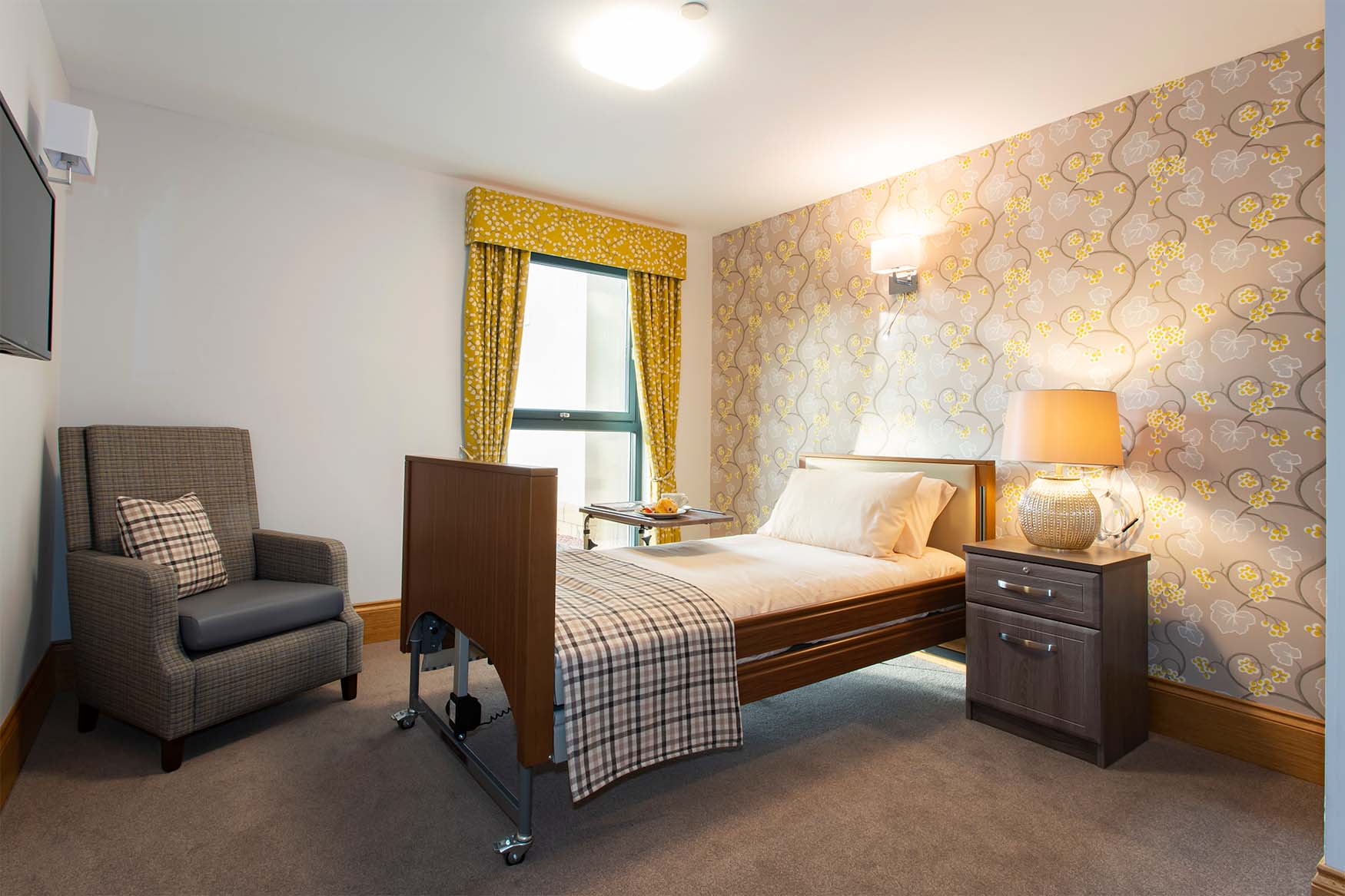yellow decorated luxury bedroom