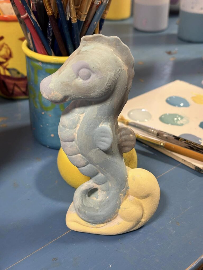 painted ceramic seahorse